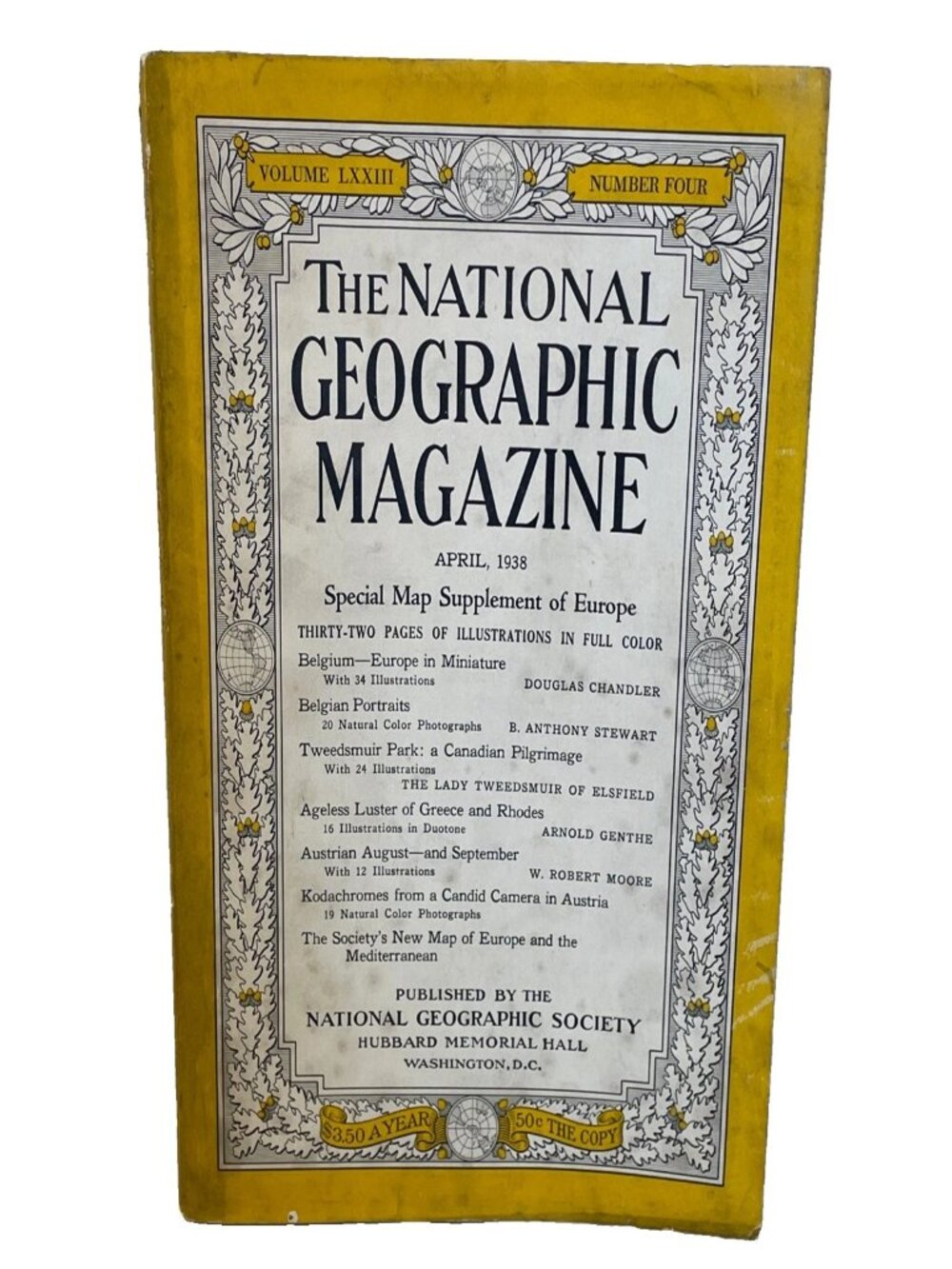 National Geographic April 1938 Vol 73 No 4 With Map Insert Vintage Magazine